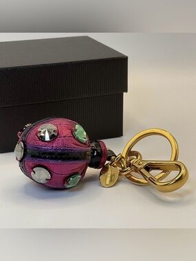 Miu Miu Pink and Gold Keychain/Bagcharm with Studded Accents